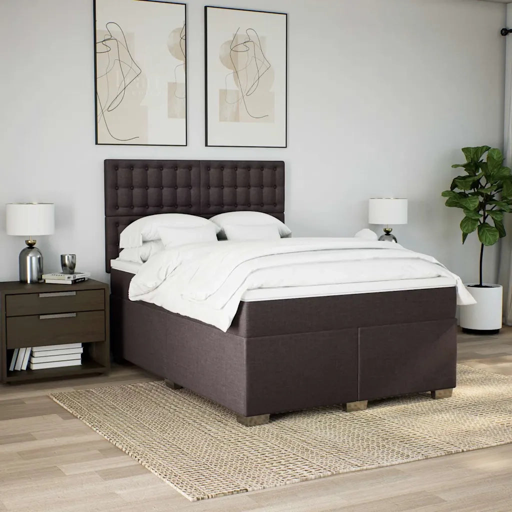 Giroletto a Molle con Materasso Marrone Scuro 140x190cm Tessuto 3290500