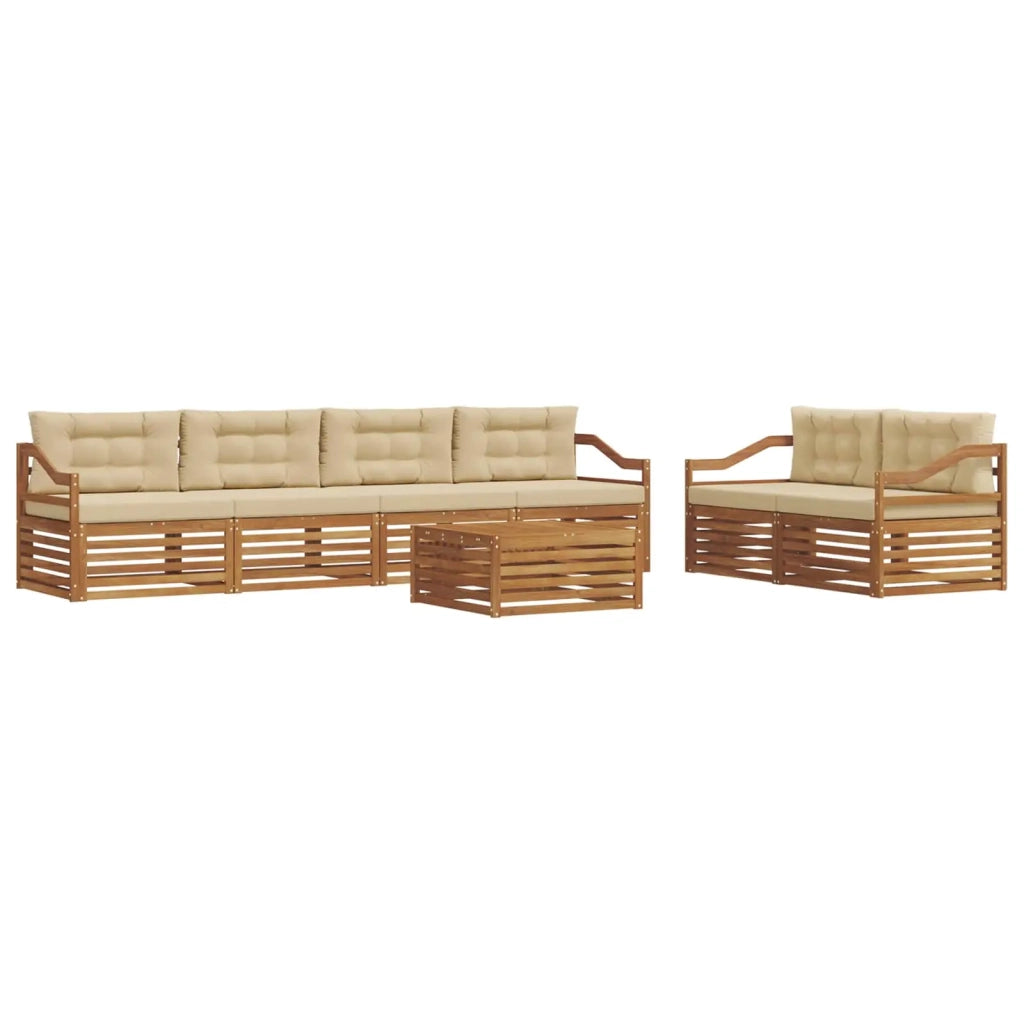 Set di divani da esterno con cuscino 7 pcs Naturale e Beige