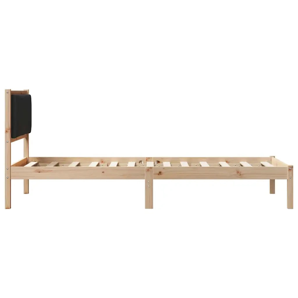 Struttura del letto con testiera Nero 90 x 200 cm Pino massello 878146