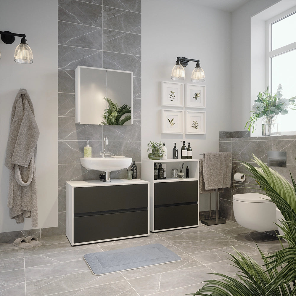 Mobile da bagno Maltin Bianco 60.2 x 78 cm con due ampi cassetti Vicco