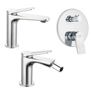 Set rubinetti lavabo, bidet e doccia con deviatore in ottone cromo linea Sound