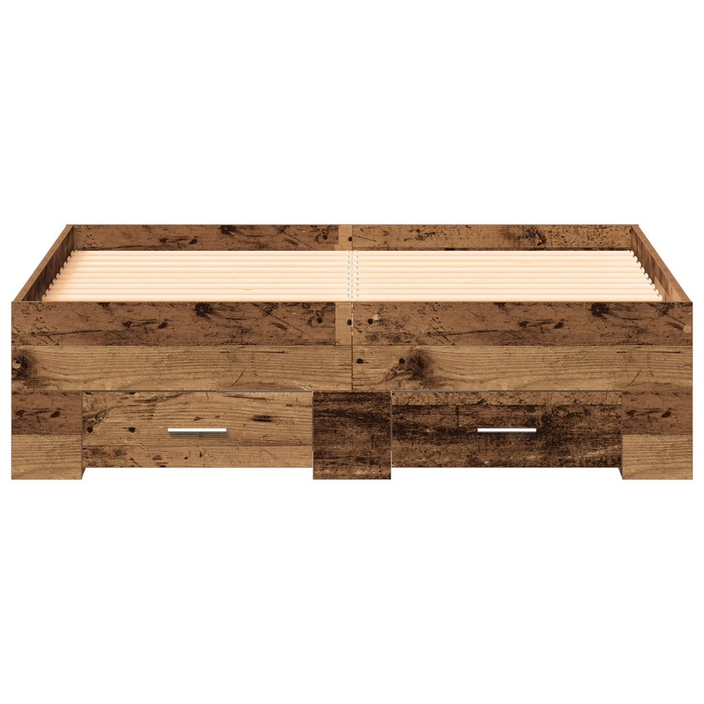 Struttura del Letto con Cassetti Legno Vecchio 120x190 cm Legno Ingegnerizzato