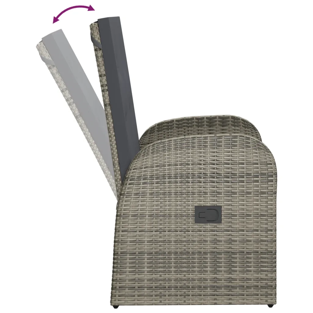 Sedie da Giardino Reclinabili 2 pz e Cuscini Polyrattan Grigio 47676
