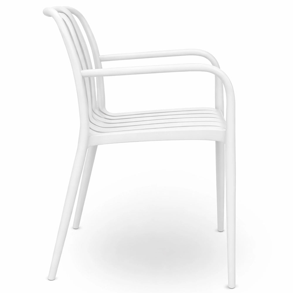 Sedia Iside da esterno in plastica bianca comfort premium con braccioli