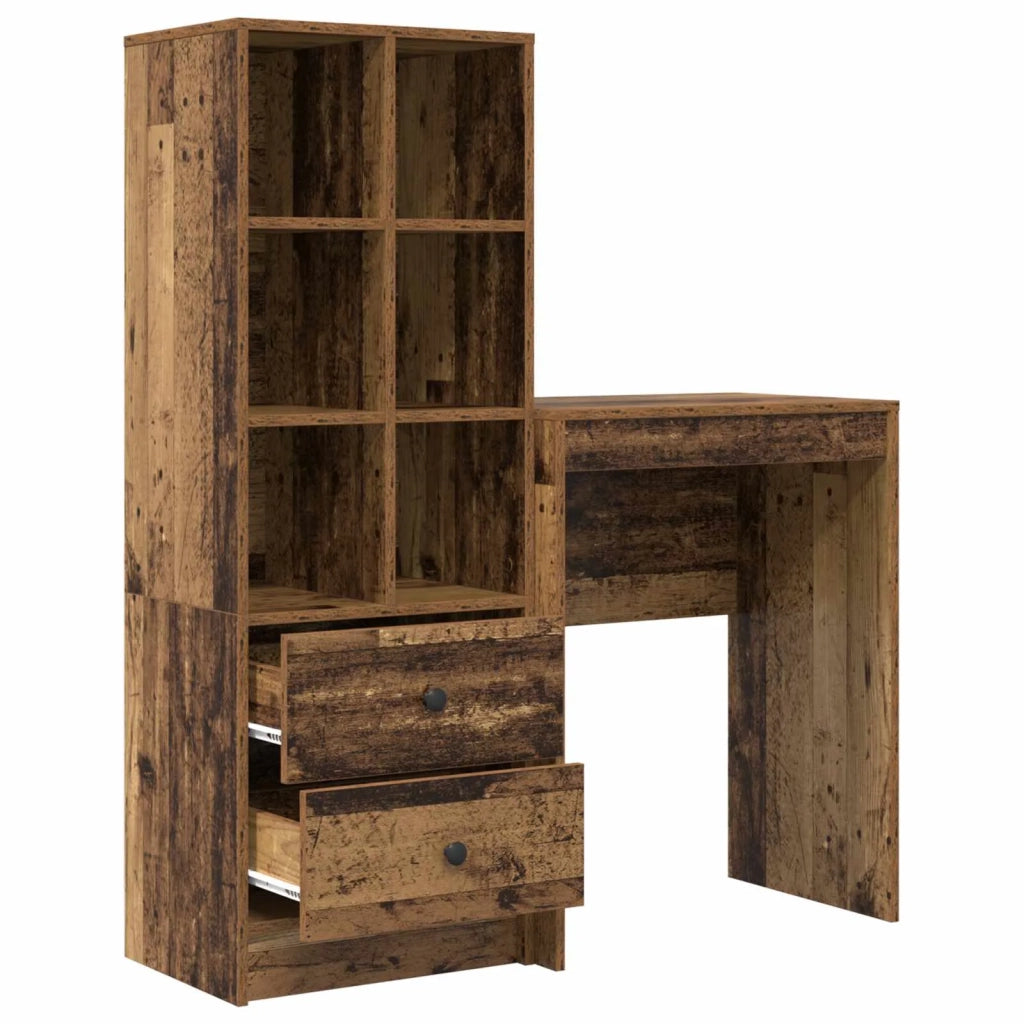 Scrivania con cassetto con lo scaffale 2 pcs Legno vecchio 3337303