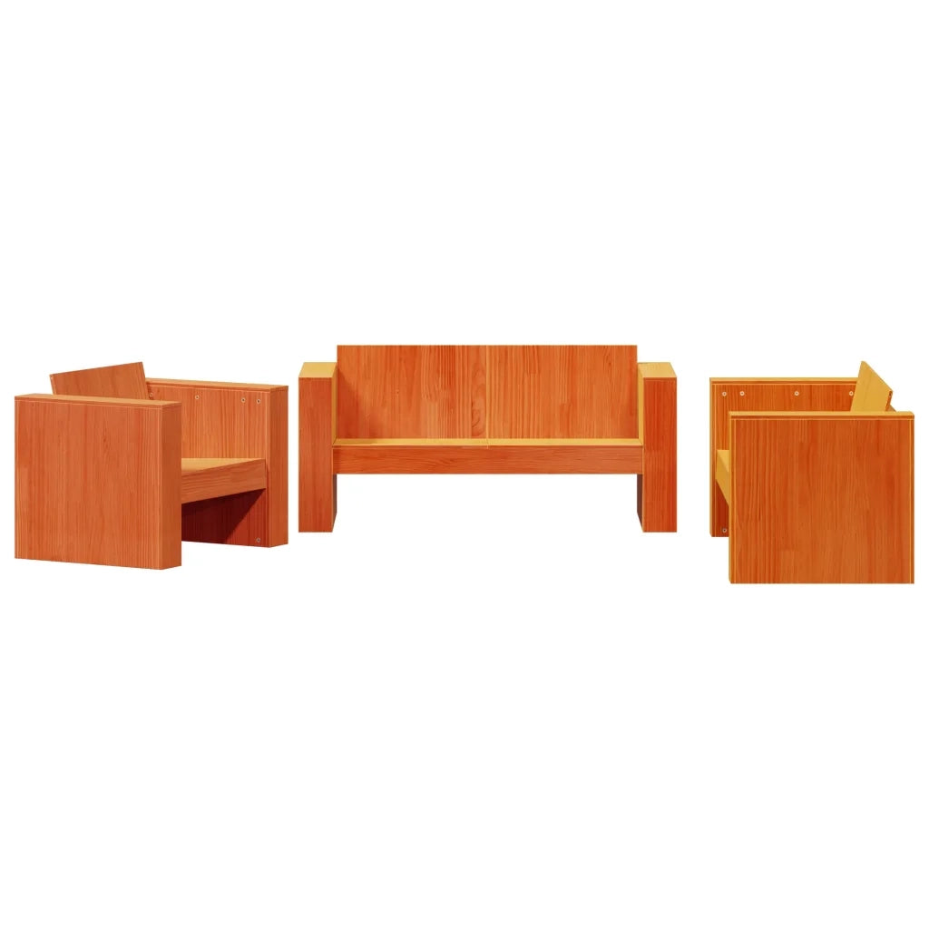 Set Salotto da Giardino 2 pz Marrone Cera Legno Massello Pino 3216897