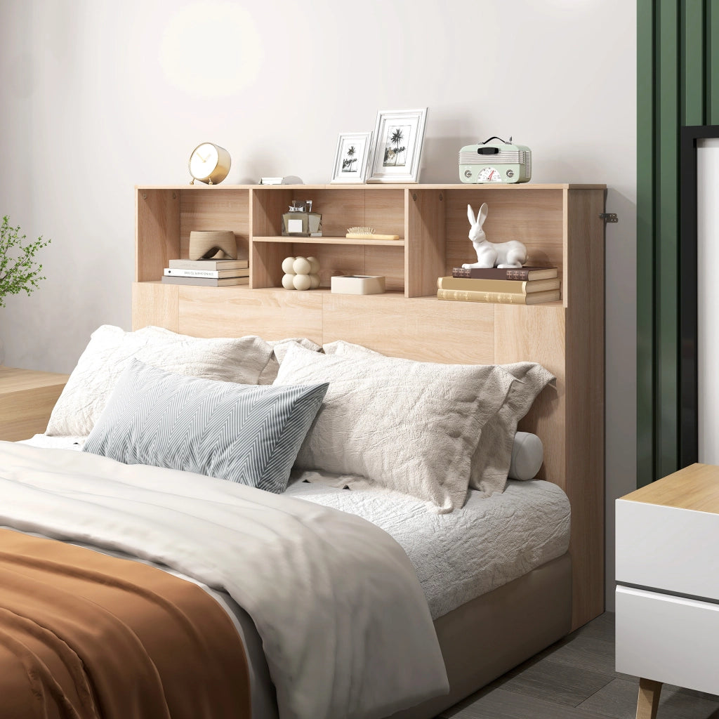 Testiera con vani aperti ¨C Minimal ¨C effetto legno naturale 140x19x103.5 cm