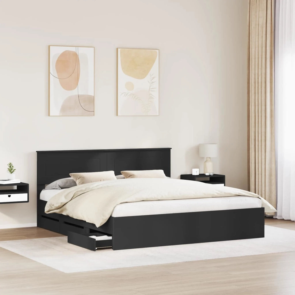 Struttura del letto Nero 200 x 200 cm Legno Ingegnerizzato
