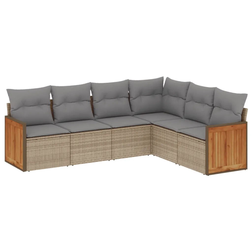 Set Divano da Giardino 6 pz con Cuscini Beige in Polyrattan 3227683