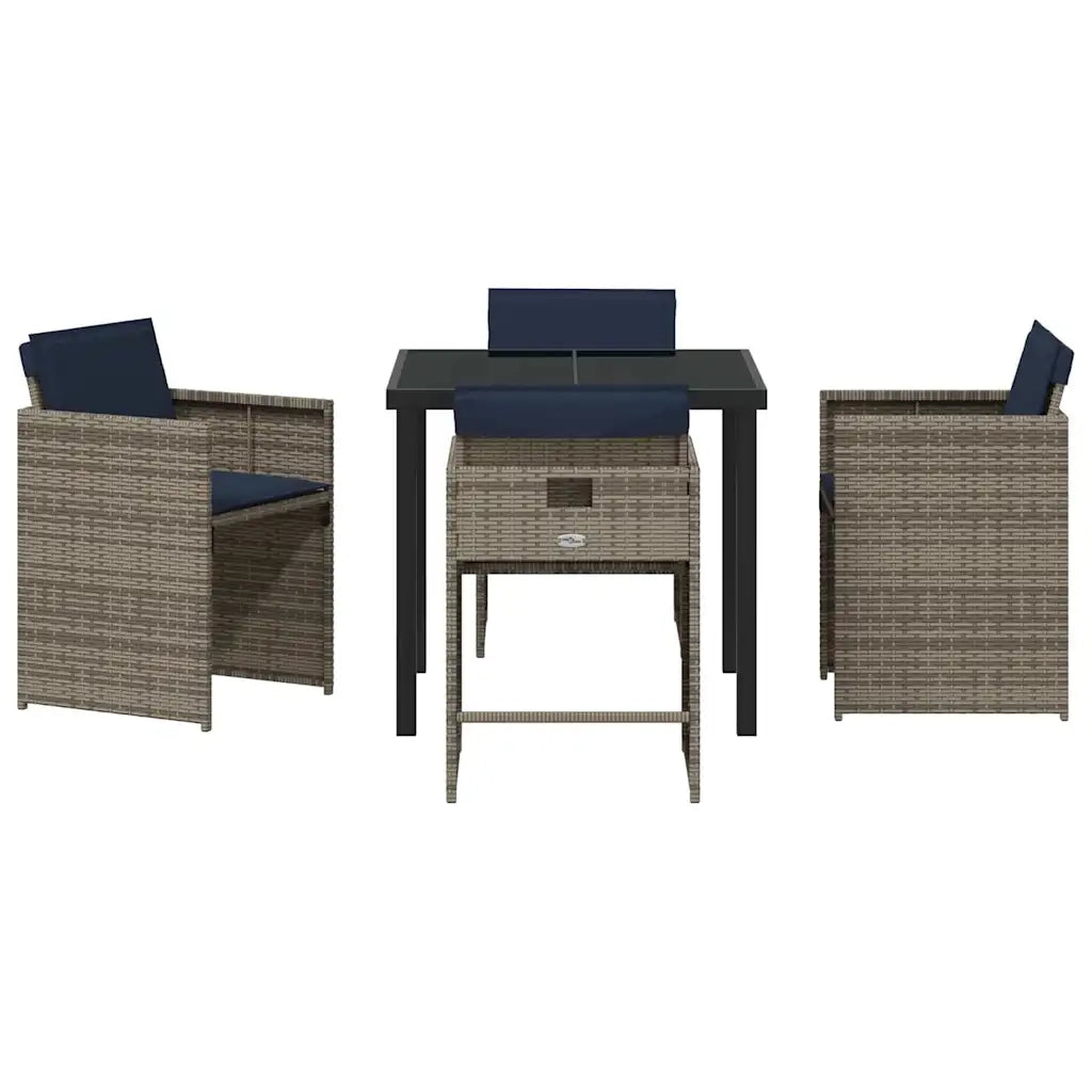 Set da Pranzo per Giardino con cuscino 5 pcs Grigio polyrattan 3380000