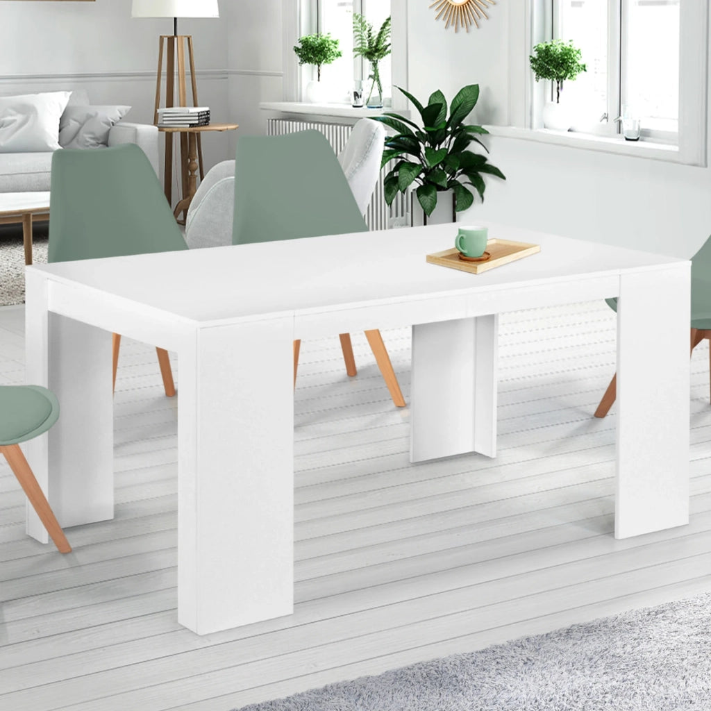 IDMarket - Tavolo consolle estensibile per 6 persone 140 cm in legno bianco ORLANDO