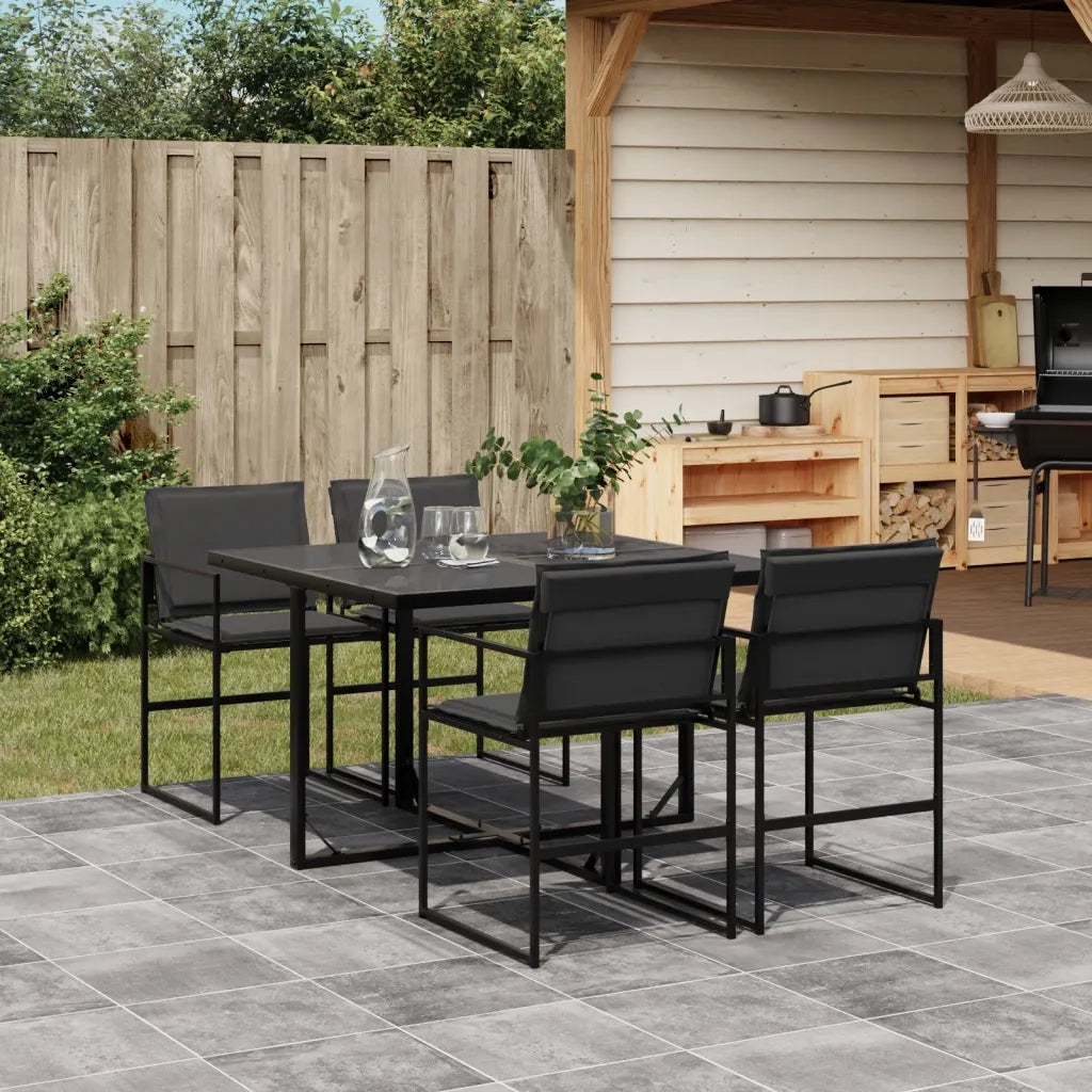 vidaXL Set da Pranzo da Giardino con Cuscini Nero in Textilene