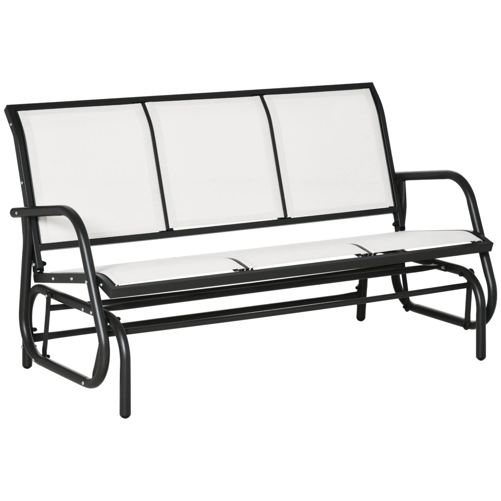 EasyComfort Panchina a Dondolo da Giardino a 3 Posti in Metallo e Tessuto a Rete Traspirante, 147x70x85cm, Beige