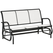 EasyComfort Panchina a Dondolo da Giardino a 3 Posti in Metallo e Tessuto a Rete Traspirante, 147x70x85cm, Beige
