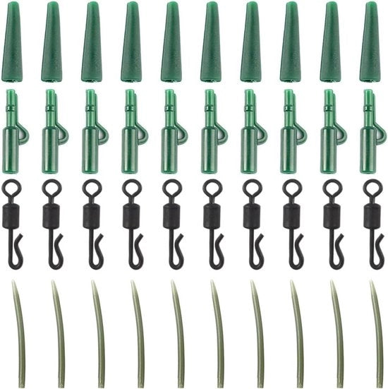 Accessori per Pescare il Carpo - Set con Scatola | Visgerei per Carpo | Mouche Anti Wirwir | Tubi di Gomma per la Coda | Impianti per Boilies per Carpo