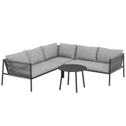 Salotto da Giardino con Divano Angolare Modulabile e Tavolino da Caffè in Rattan Grigio