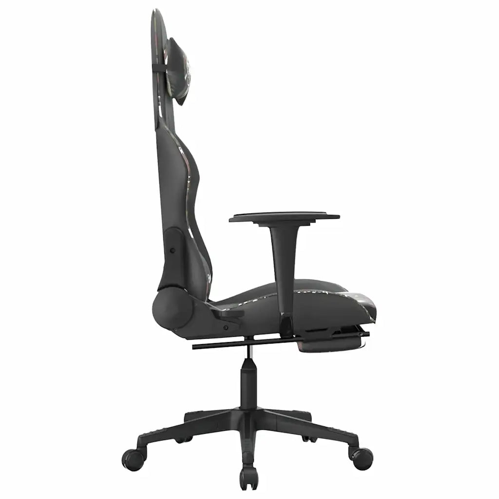 Sedia Gaming | Sedia da e-sports Massaggio Poggiapiedi Nero e Mimetico Similpelle