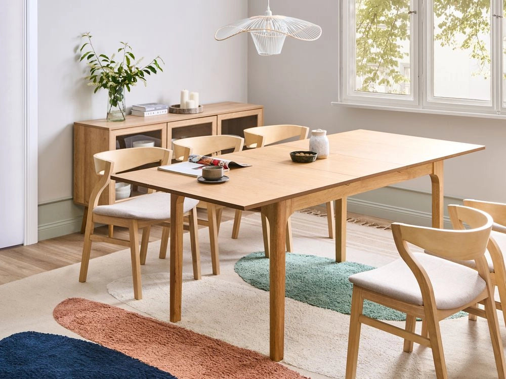 Tavolo da pranzo allungabile in legno di frassino chiaro MDF 160/200 x 90 cm Piano impiallacciato in frassino Tavolo da cucina