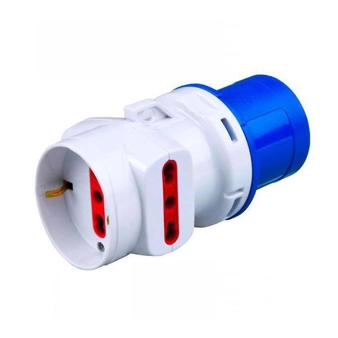 Rosi 1878 Adattatore Industriale Spina CEE 16A 2P+T 1 Presa Schuko 2 Prese Bivalenti 10-16A IP20 colore Bianco