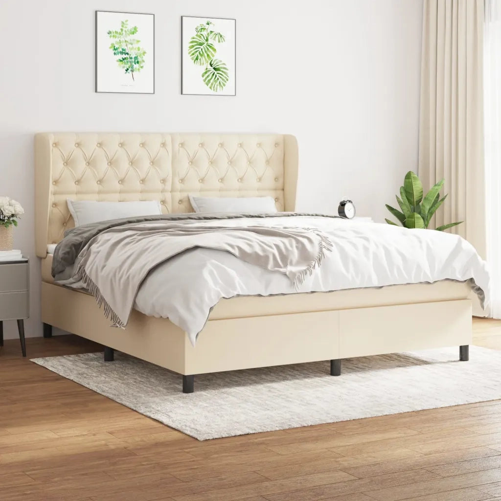 Giroletto a Molle con Materasso Crema 160x200 cm in Tessuto cod mxl 35721