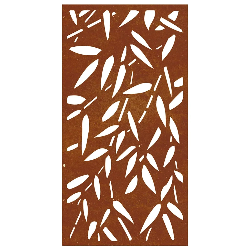 Decorazione Muro Giardino 105x55 cm Foglie Bambù Acciaio Corten 824483