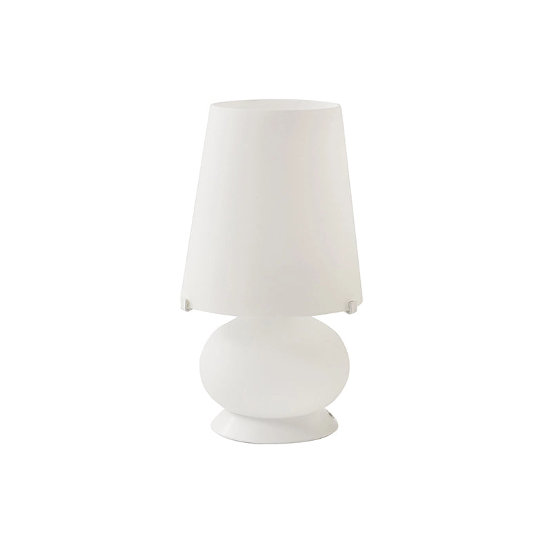Lampada da Tavolo JUDY 20cm in Vetro Satinato e Metallo Bianco, Doppia Accensione E14, Design Elegante per Interni IP20 - Rossini Group
