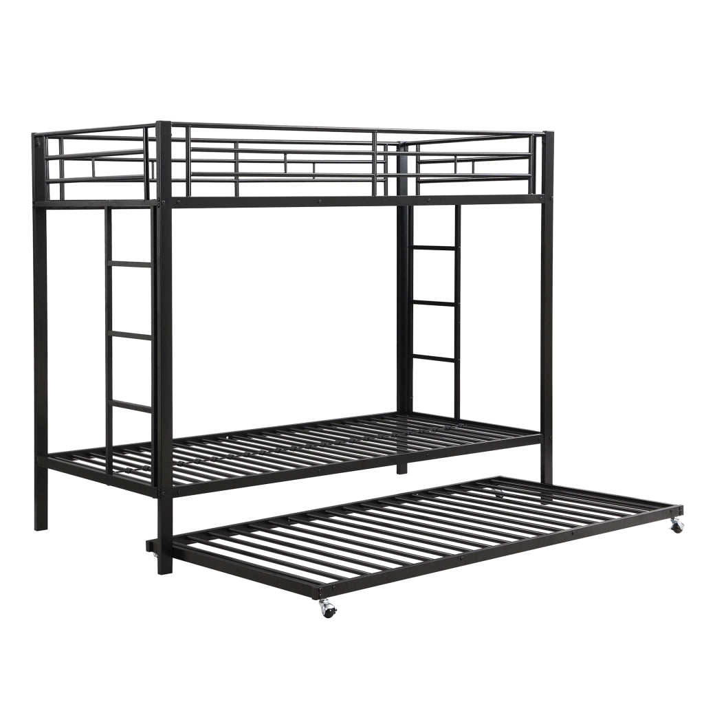 Letto a castello con letto estraibile metallo nero 90x200 cm
