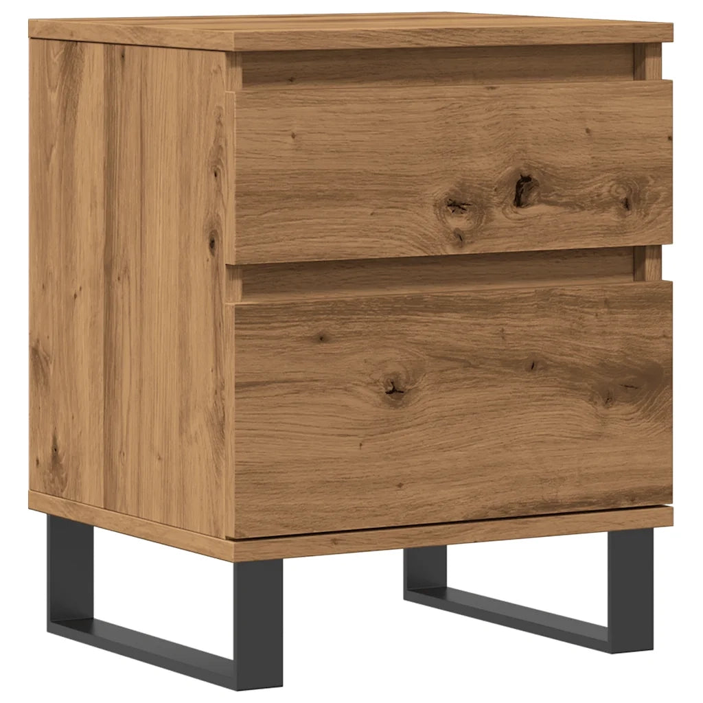 Comodino | Armadio da Notte | Mobiletto da notte Rovere Artigianale 40x35x50 cm in Legno Multistrato