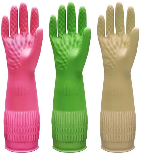 3 paia di guanti da cucina ad alta qualità - impermeabili, antiscivolo, resistenti, adatti per cucina, lavastoviglie, lavanderia (L)