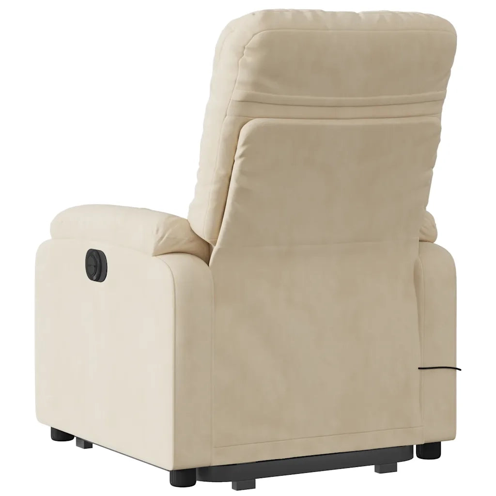 Poltrona Alzapersona Reclinabile Massaggiante Crema Microfibra 3204954