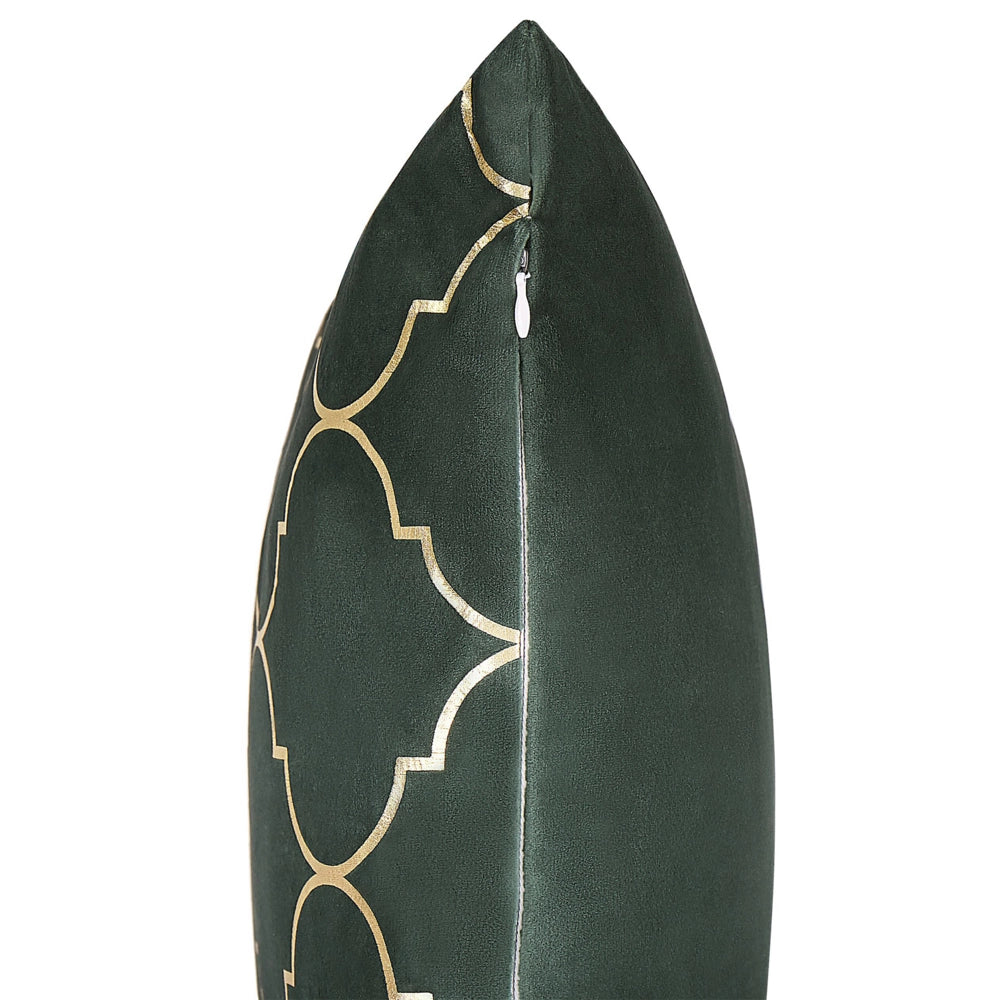 Set di 2 cuscini decorativi velluto verde 45 x 45 cm motivo quadrifoglio stampa trifoglio marocchino glamour