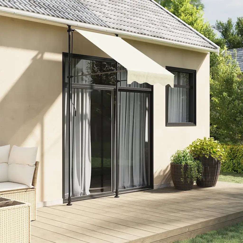 Tenda da Sole Retrattile Crema 100x150 cm in Tessuto e Acciaio 368743