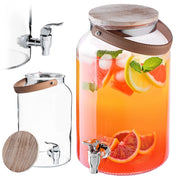 Brocca KADAX con rubinetto da 5,6 litri in vetro per limonata, bevande e acqua.