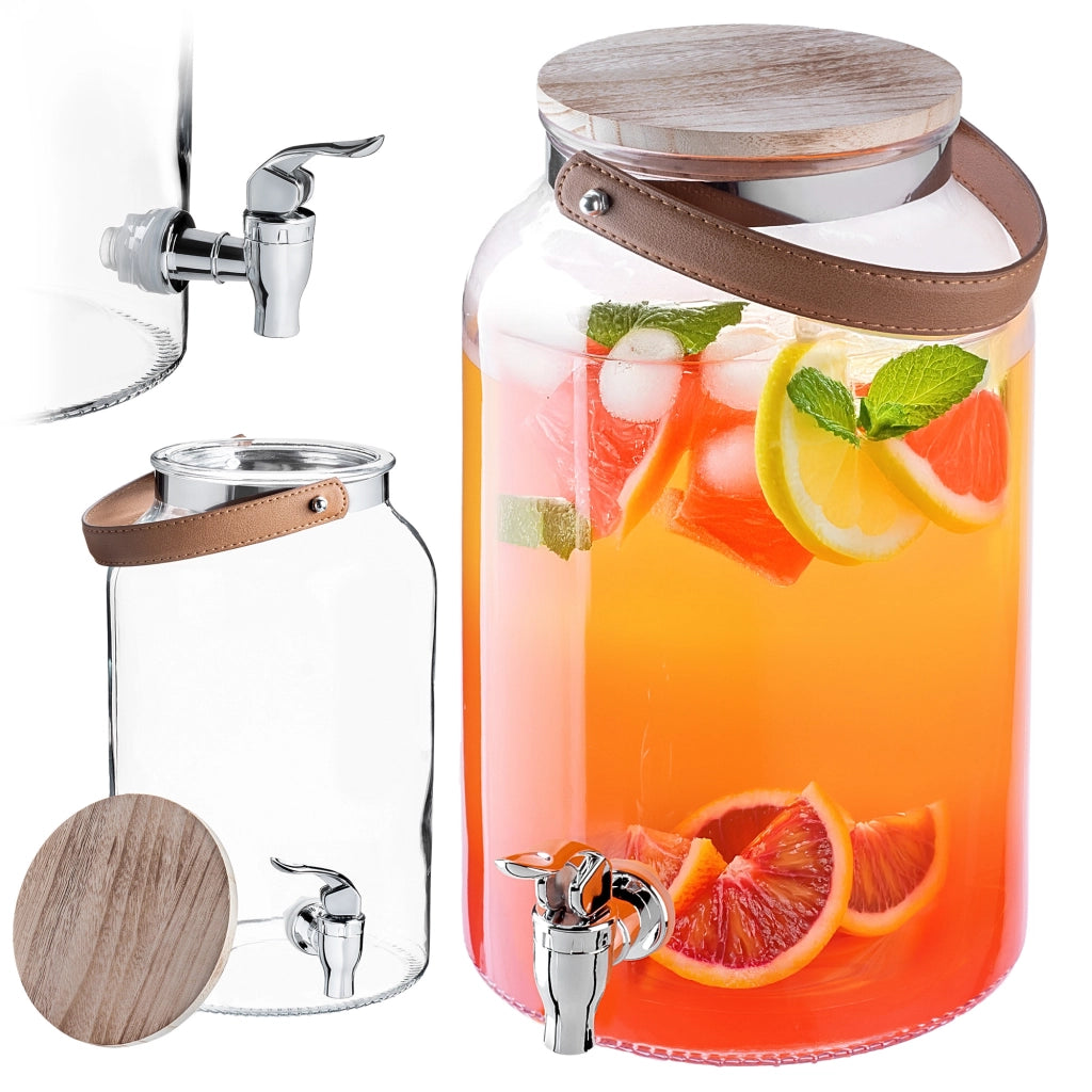 Brocca KADAX con rubinetto da 5,6 litri in vetro per limonata, bevande e acqua.