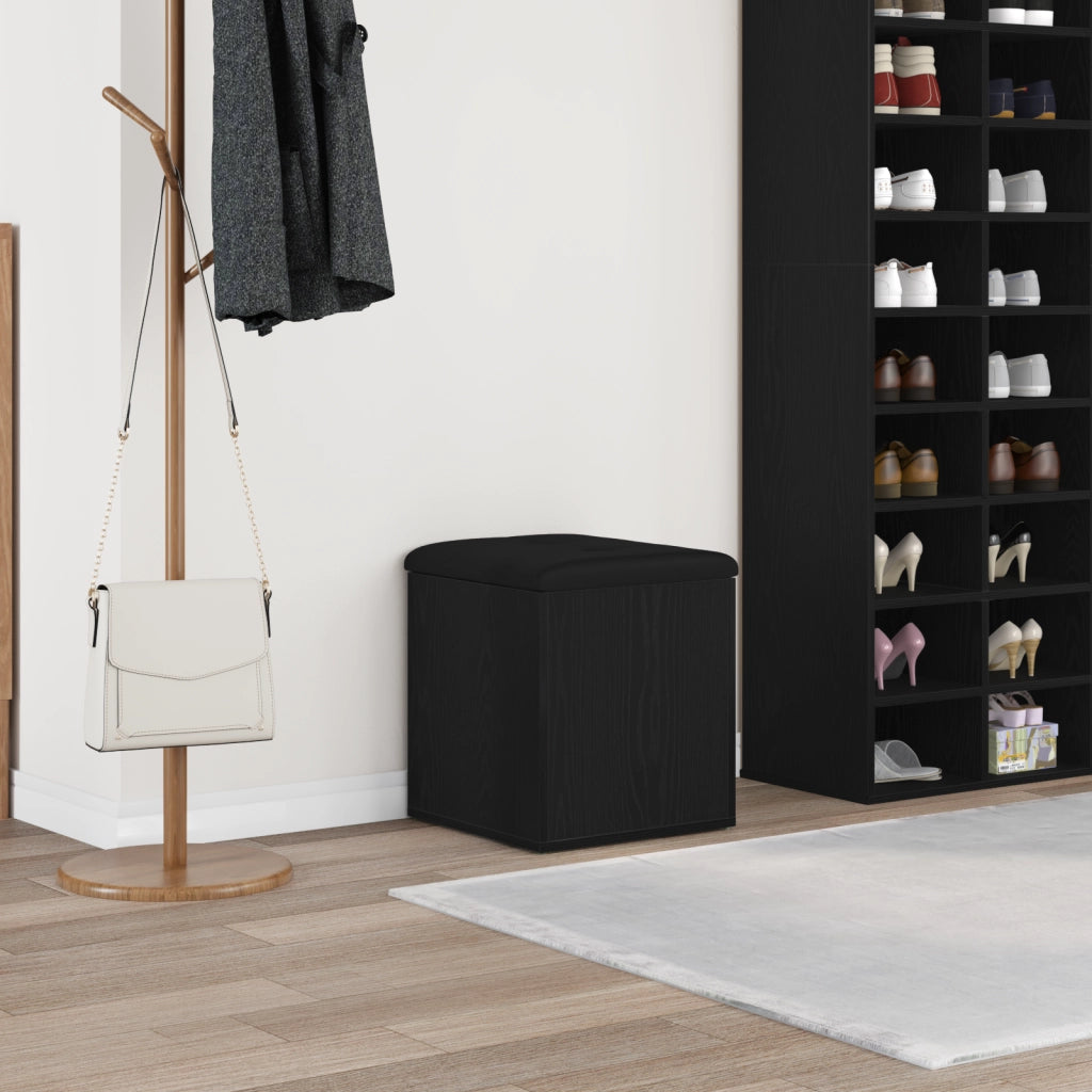 Panchina con contenitore Rovere nero 42x42x45 cm Legno massello
