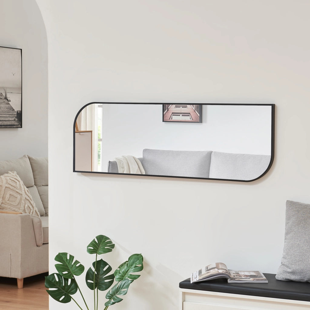 Specchio Rettangolare da Parete Tarvindak Montaggio Verticale e Orizzontale 120x40 cm Nero [en.casa]