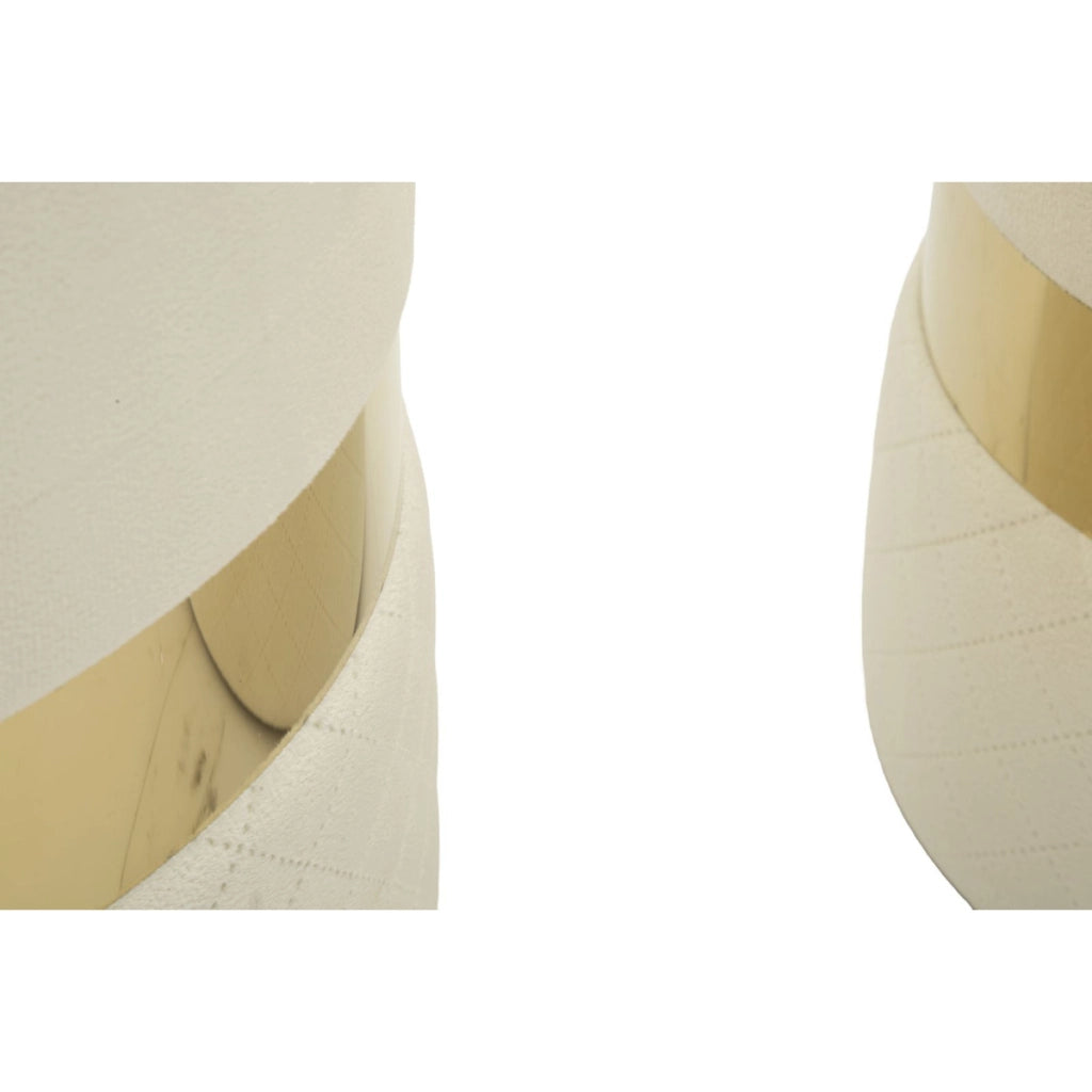 Set di 2 Pouf VKH868, Beige, Poliestere, 37x37x42 cm