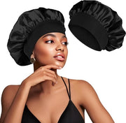 Bonetto per Capelli, Cappuccio per Donne e Ragazze, Cappello di Seta per la Notte, Morbido e Comodo per la Protezione dei Riccioli e dello Stile dei Capelli, Nero