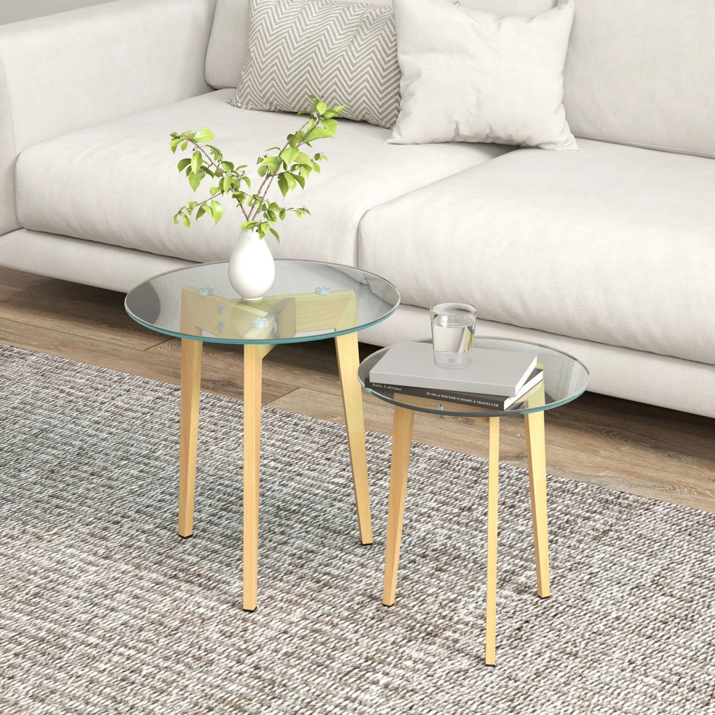 Set Tavolini Moderni ¨C zephmum ¨C Vetro Temperato Acciaio 50x45 40x40