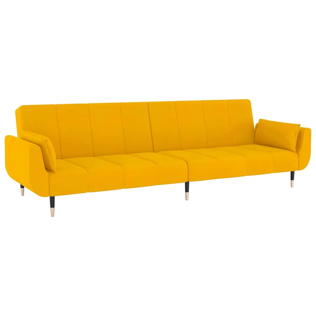 Divano letto a 2 posti soggiorno letto per ospiti trasformabile divano letto pieghevole per soggiorno interno casa posti a sedere con due cuscini velluto giallo 02_0020107