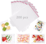 Pacchi di Celofane 200 Stuks - Sacchetti Transparenti per Caramelle - Chiusura Adesiva - Sacchetti di Stoccaggio - 16 x 25 cm - Fessura Europea per Esposizione - Pacchetti di Imballo