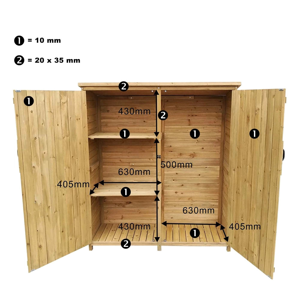 Armadio da giardino a 2 ante 1350x500x1540 mm legno di abete con tetto in bitume