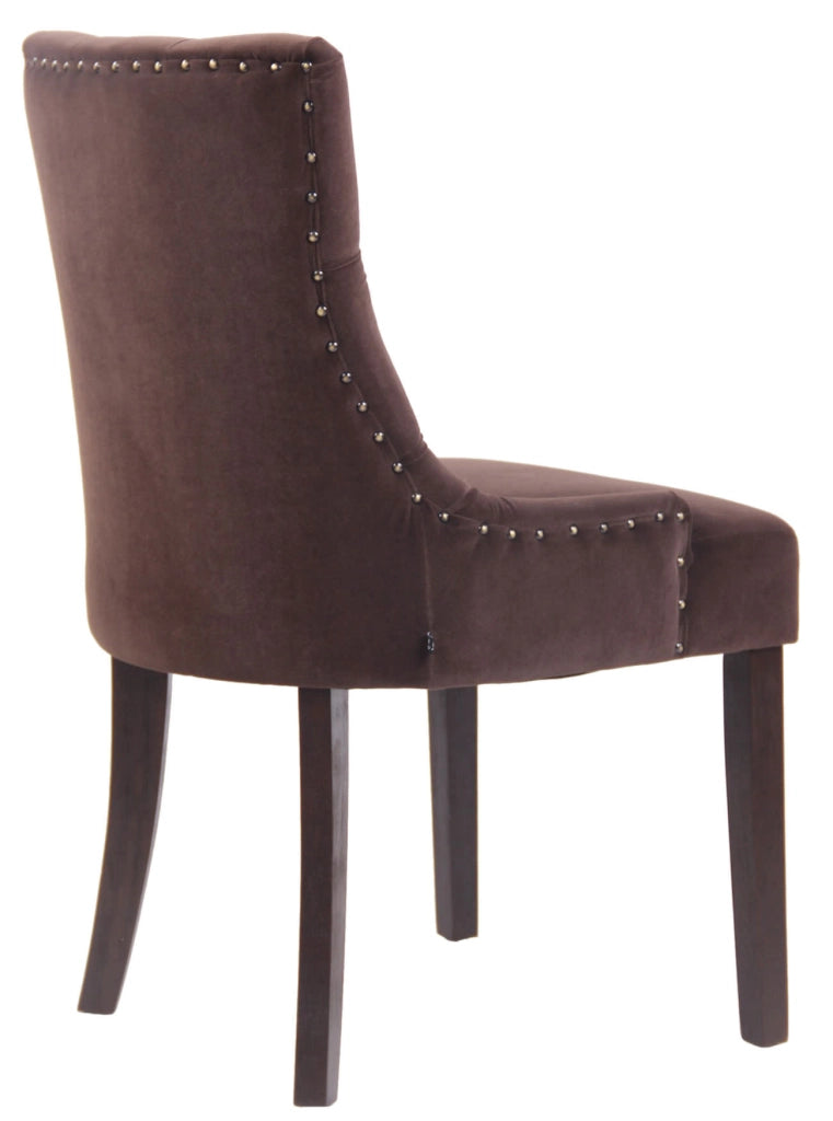 Set 4 poltrone pranzo Aberdeen in velluto marrone,antico