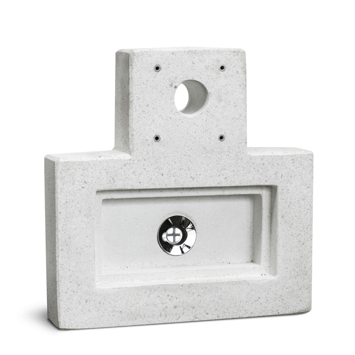 Base con Vasca Rettangolare 40x40x8 cm per Fontane in Cemento Levigato Bianco