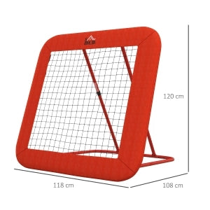Rebounder pieghevole regolabile in altezza, rete di rimbalzo per allenamento multisport, struttura in acciaio, rosso