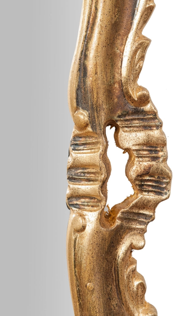 Biscottini Specchiera da parete in legno finitura foglia oro ossidato anticato L68XPR7,5XH122 cm Made in Italy