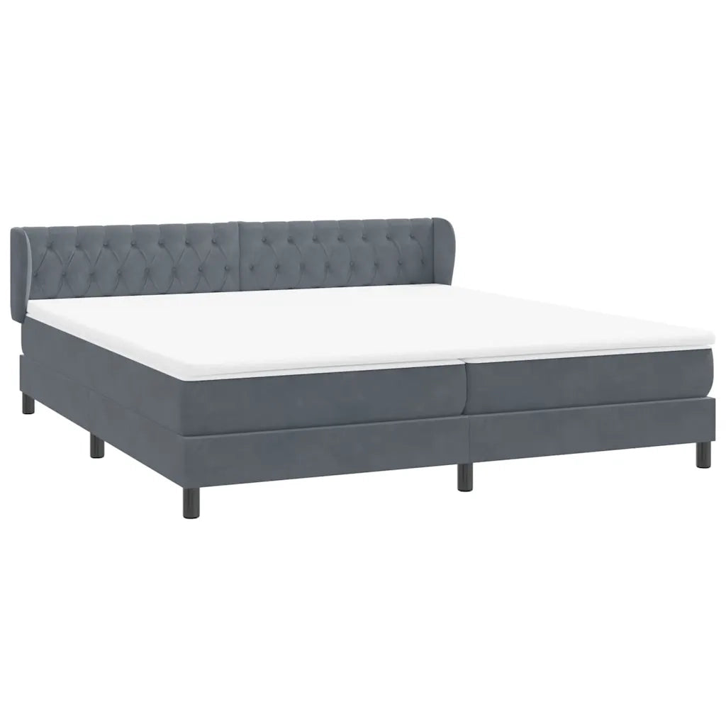 Giroletto a Molle con Materassi Grigio Scuro 180x220 cm Velluto