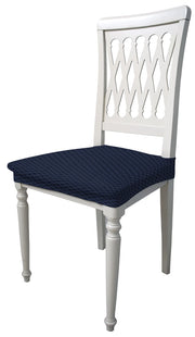 Set 2 Coprisedie Elasticizzati in Poliestere Fashion Blu Scuro