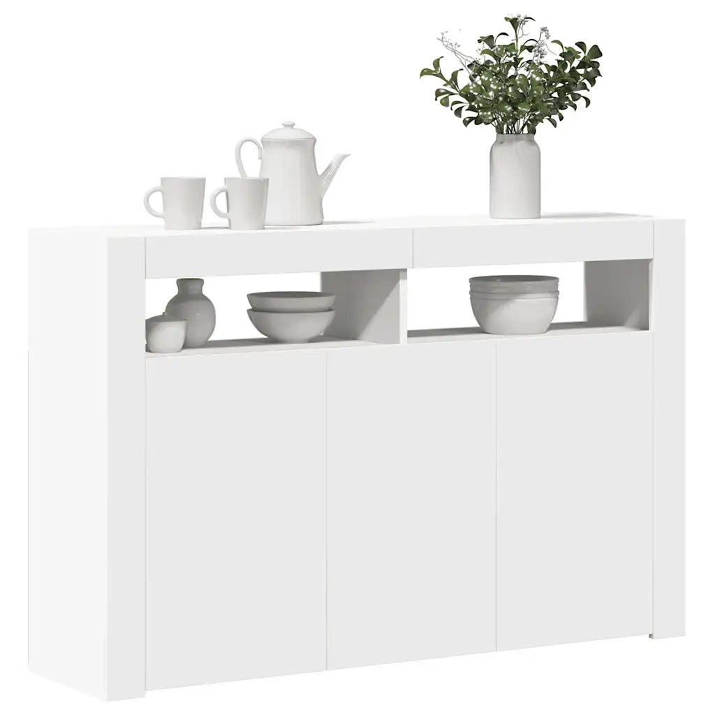 Credenza con Luci LED Bianca 115,5x30x75 cm 804337