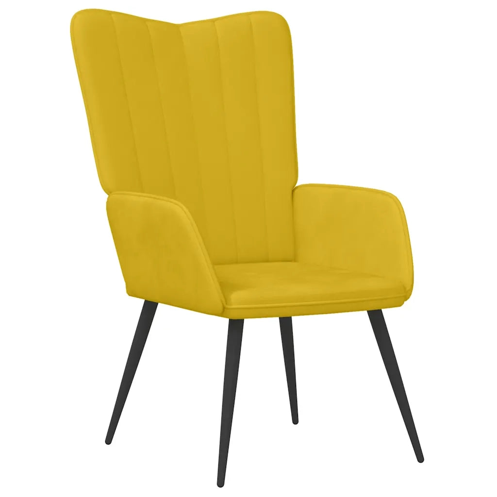 Poltrona Relax | Sedia Relax con Sgabello Giallo Senape in Velluto